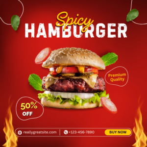 Red and Yellow Hamburger Photo Food Instagram Post-min